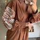 BROWN EMBROIDERED SLEEVE C0-ORD