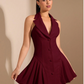 RELINAS CHERRY HALTER COLLAR DRESS