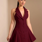 RELINAS CHERRY HALTER COLLAR DRESS