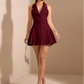RELINAS CHERRY HALTER COLLAR DRESS