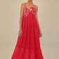 RED FISH EMBROIDERED MAXI DRESS