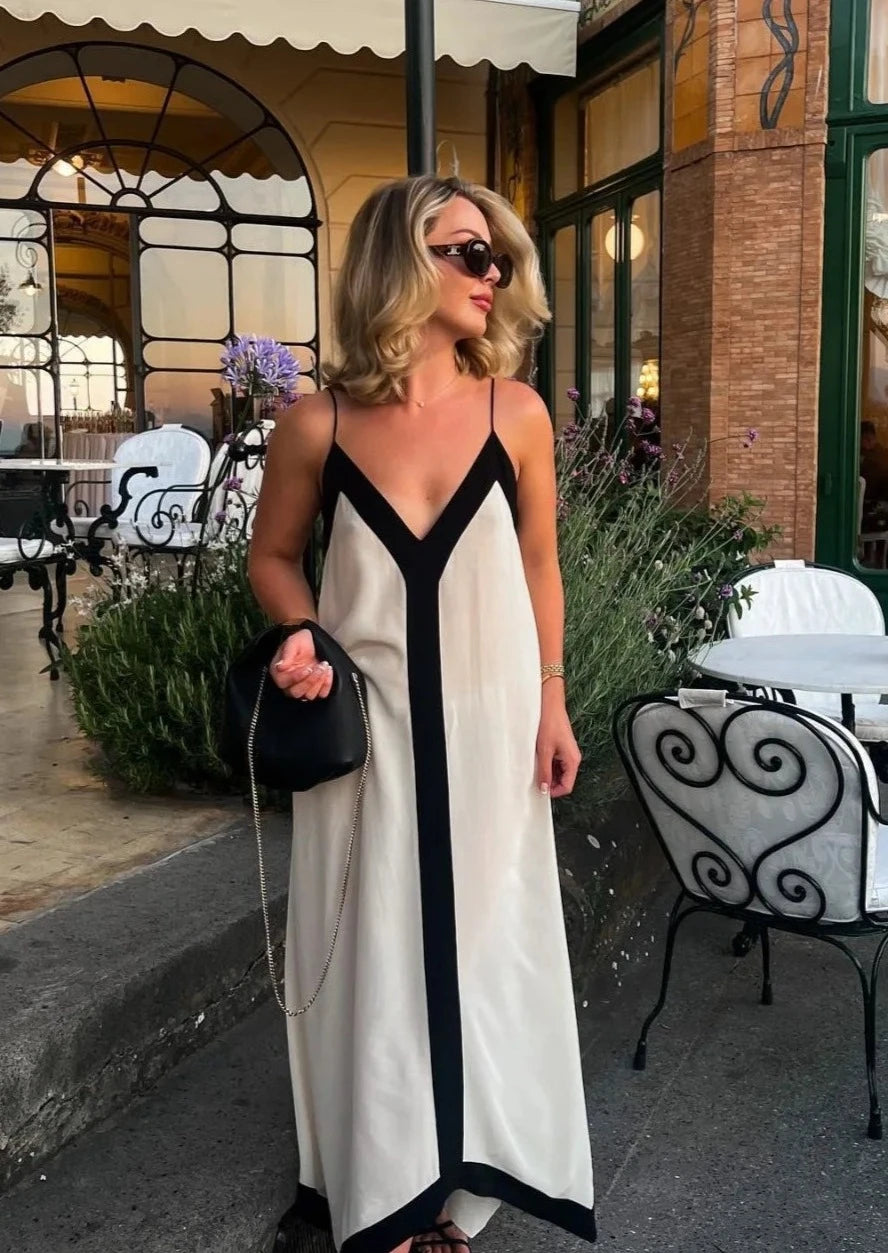 B&W HALTER NECK DRESS