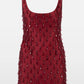CRYSTAL DROP BURGUNDY MINI DRESS