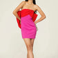 DRAPED BACK BOW SHORT DRESS