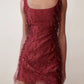CRYSTAL DROP BURGUNDY MINI DRESS