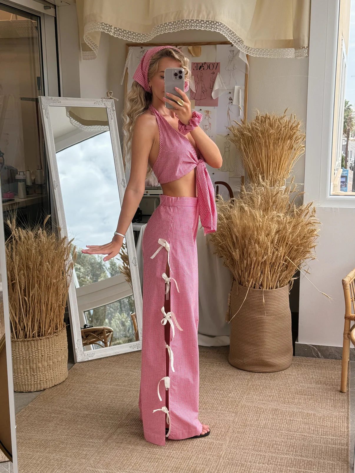 GINGHAM TIE UP CO-ORD