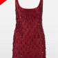 CRYSTAL DROP BURGUNDY MINI DRESS
