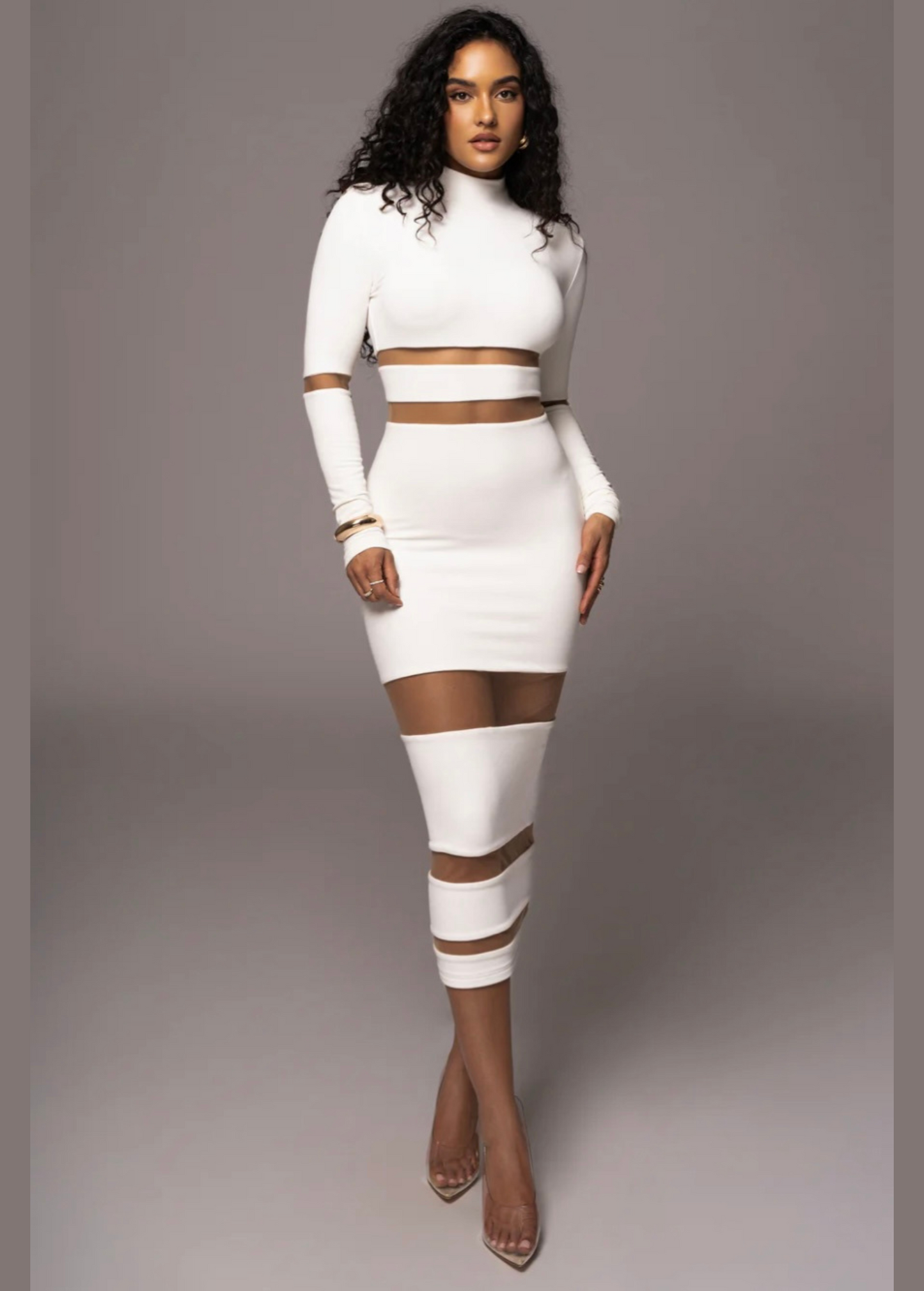 BANDAGE WHITE MIDI DRESS