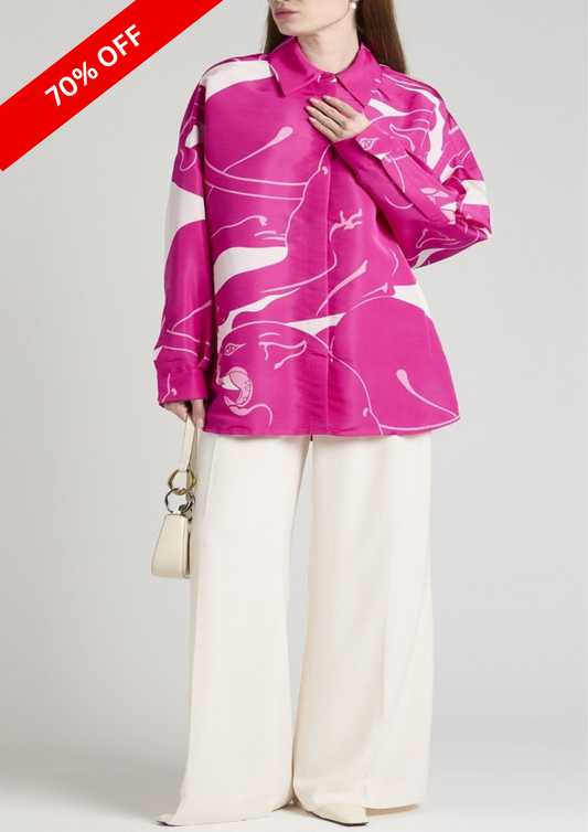 FUCHSIA PINK ABSTRACT PRINT SHIRT