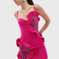 HEART RUFFLE FUCHSIA RUFFLE MINI DRESS