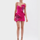 HEART RUFFLE FUCHSIA RUFFLE MINI DRESS