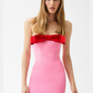 RED PINK BOW DETAIL DRESS