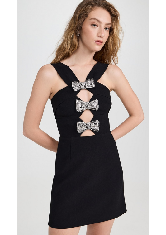 CUT OUT CRYSTAL BOW DRESS