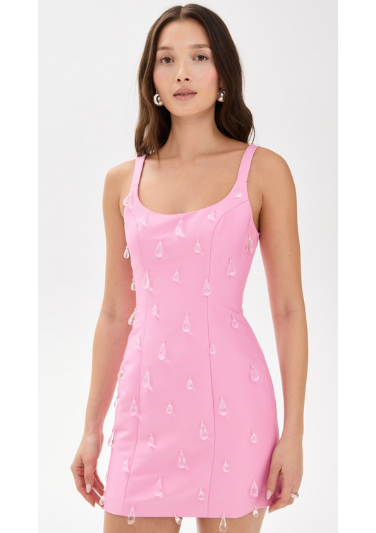 LUVIA PINK BEADED MINI DRESS