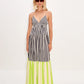 NEON RIVIERA COLORBLOCK STRIPED MAXI DRESS