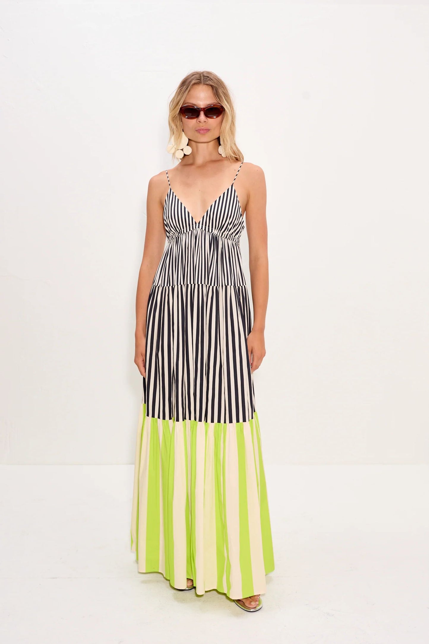 NEON RIVIERA COLORBLOCK STRIPED MAXI DRESS