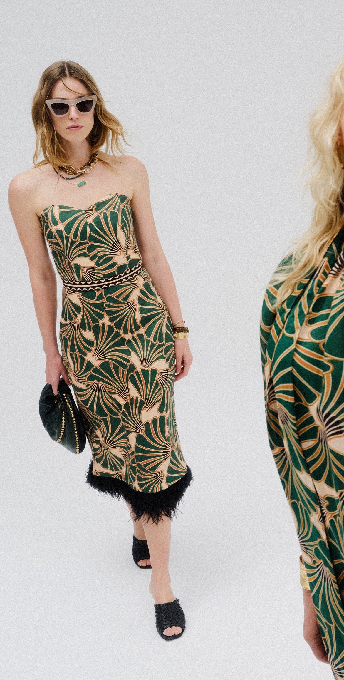 FEATHER FRINGE STATEMENT DRESS