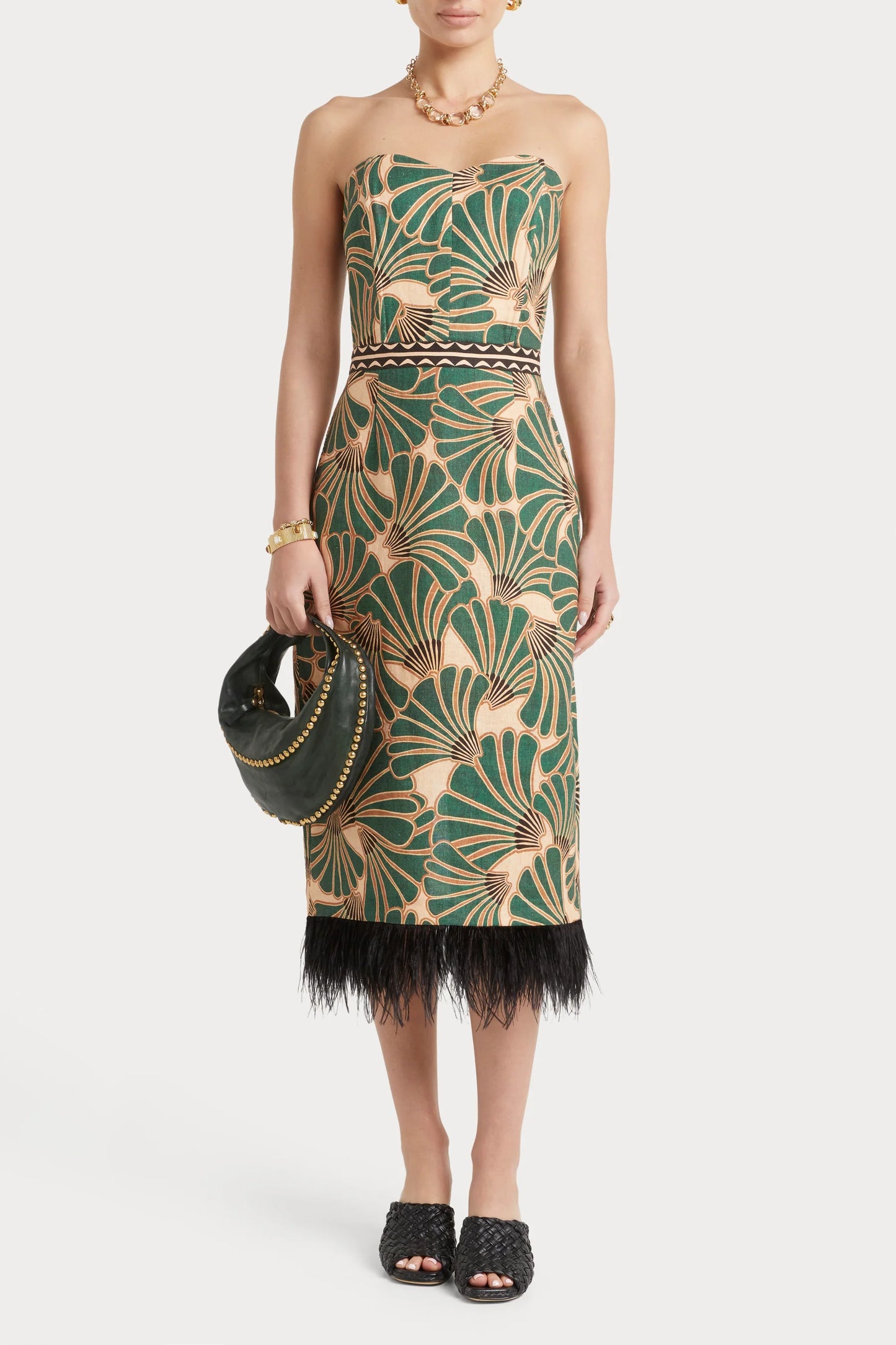FEATHER FRINGE STATEMENT DRESS