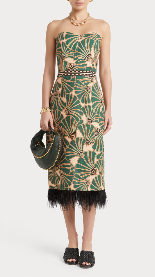 FEATHER FRINGE STATEMENT DRESS