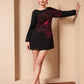 BEAD WORK FLORAL ROUND NECK DRESS