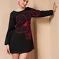 BEAD WORK FLORAL ROUND NECK DRESS