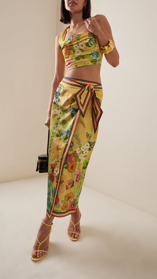 FLORAL WRAP SKIRT TOP SET