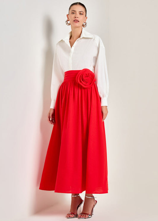 RED ROSE MAXI SKIRT