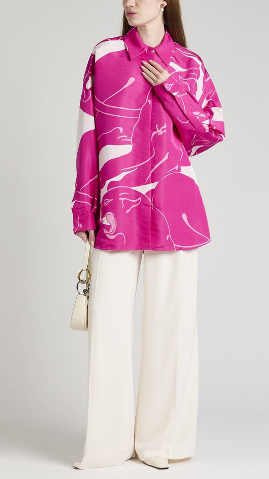 FUCHSIA PINK ABSTRACT PRINT SHIRT