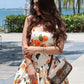 TANGERINE ORANGE PRINT BUBBLE DRFESS