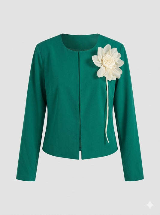 EMERALD GREEN 3-D FLOWER TOP