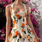 TANGERINE ORANGE PRINT BUBBLE DRFESS
