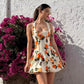 TANGERINE ORANGE PRINT BUBBLE DRFESS