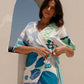 SHADES OF BLUE WRAP SHORT DRESS