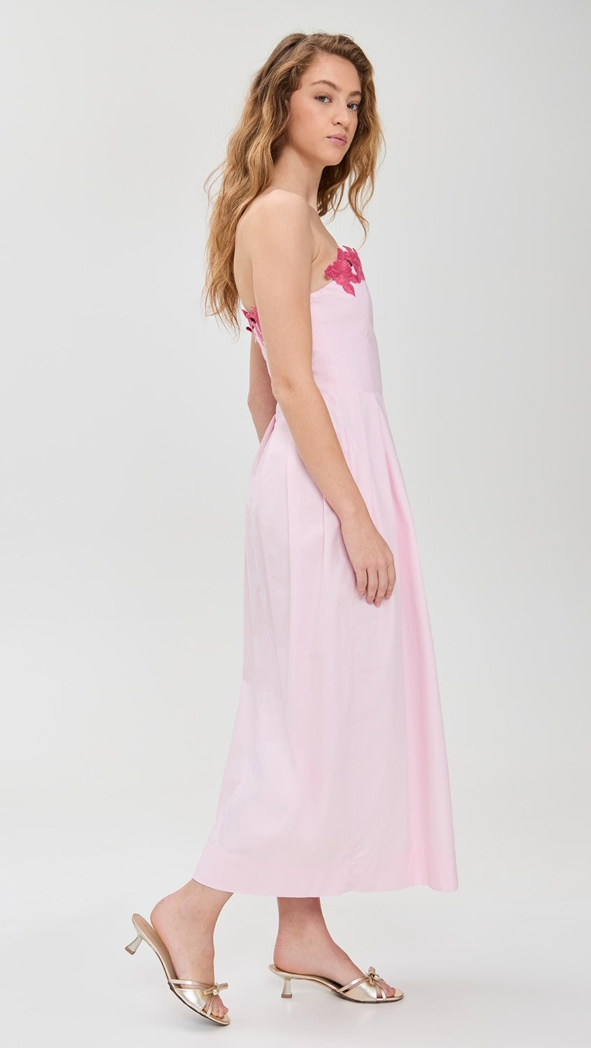 PINK ROSE EMBROIDERED MAXI DRESS