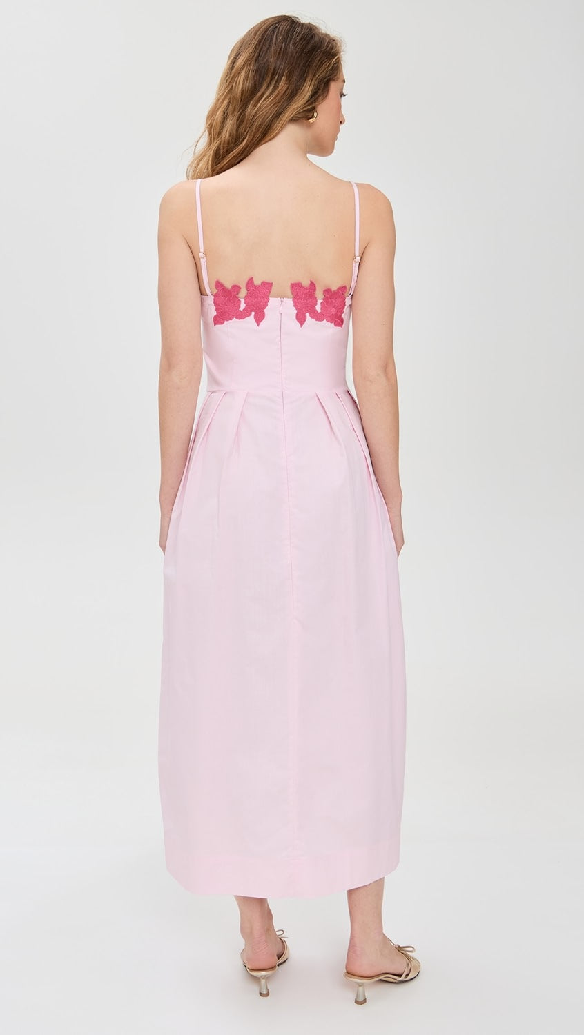 PINK ROSE EMBROIDERED MAXI DRESS