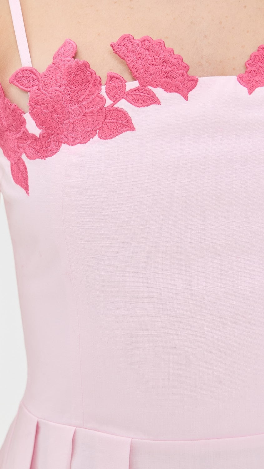 PINK ROSE EMBROIDERED MAXI DRESS