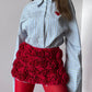 RED HIGH WAIST ROSE MINI SKIRT