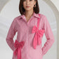 PINK STRIPES PINK BOW SHIRT