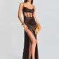 CORSET SATIN LONG SLIT DRESS