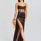 CORSET SATIN LONG SLIT DRESS