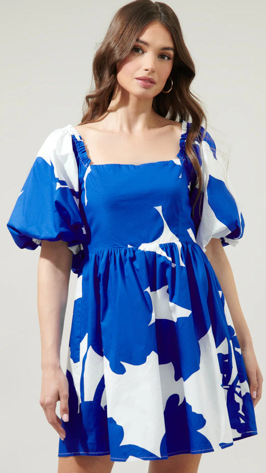 YAMI FLORAL PRINT MINI COTTON DRESS