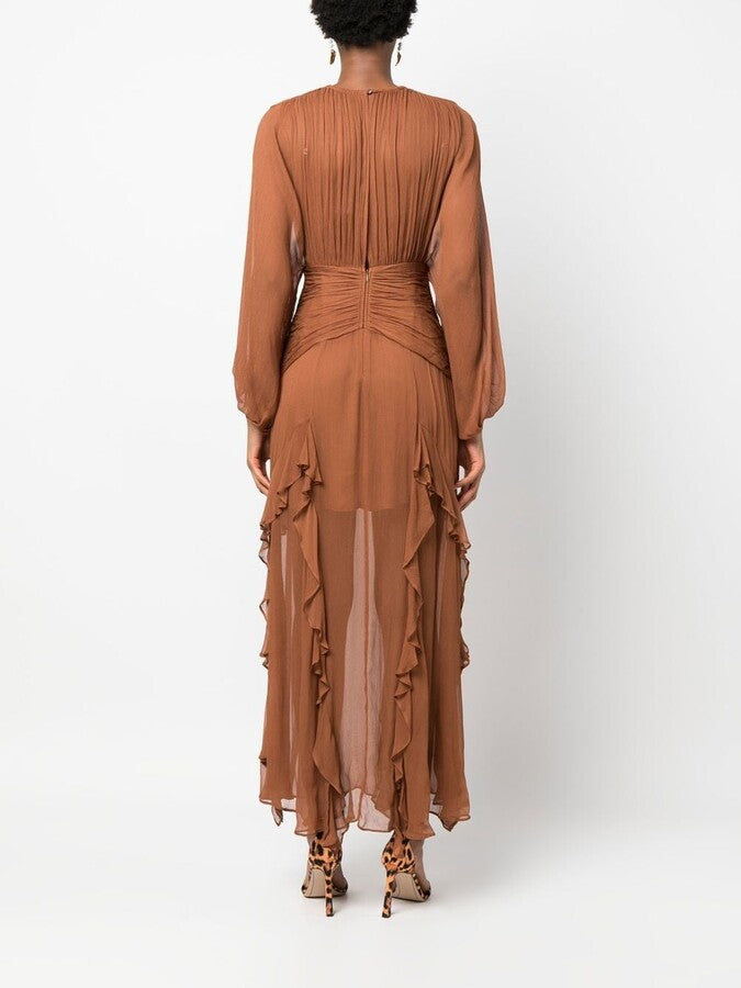 LILY BROWN CHIFFON DRESS