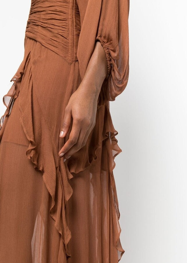 LILY BROWN CHIFFON DRESS