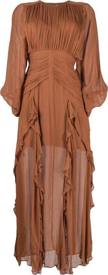 LILY BROWN CHIFFON DRESS