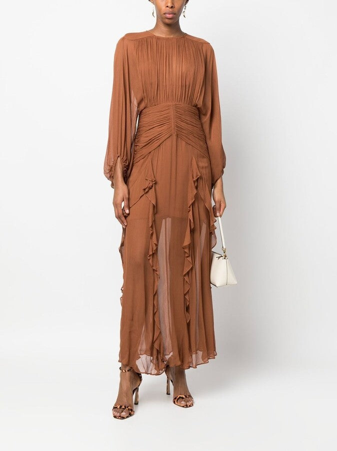 LILY BROWN CHIFFON DRESS