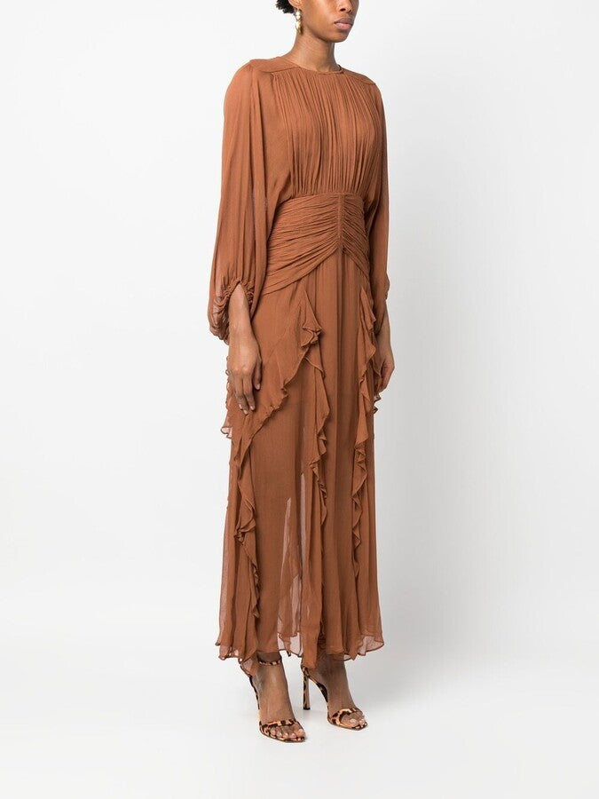 LILY BROWN CHIFFON DRESS