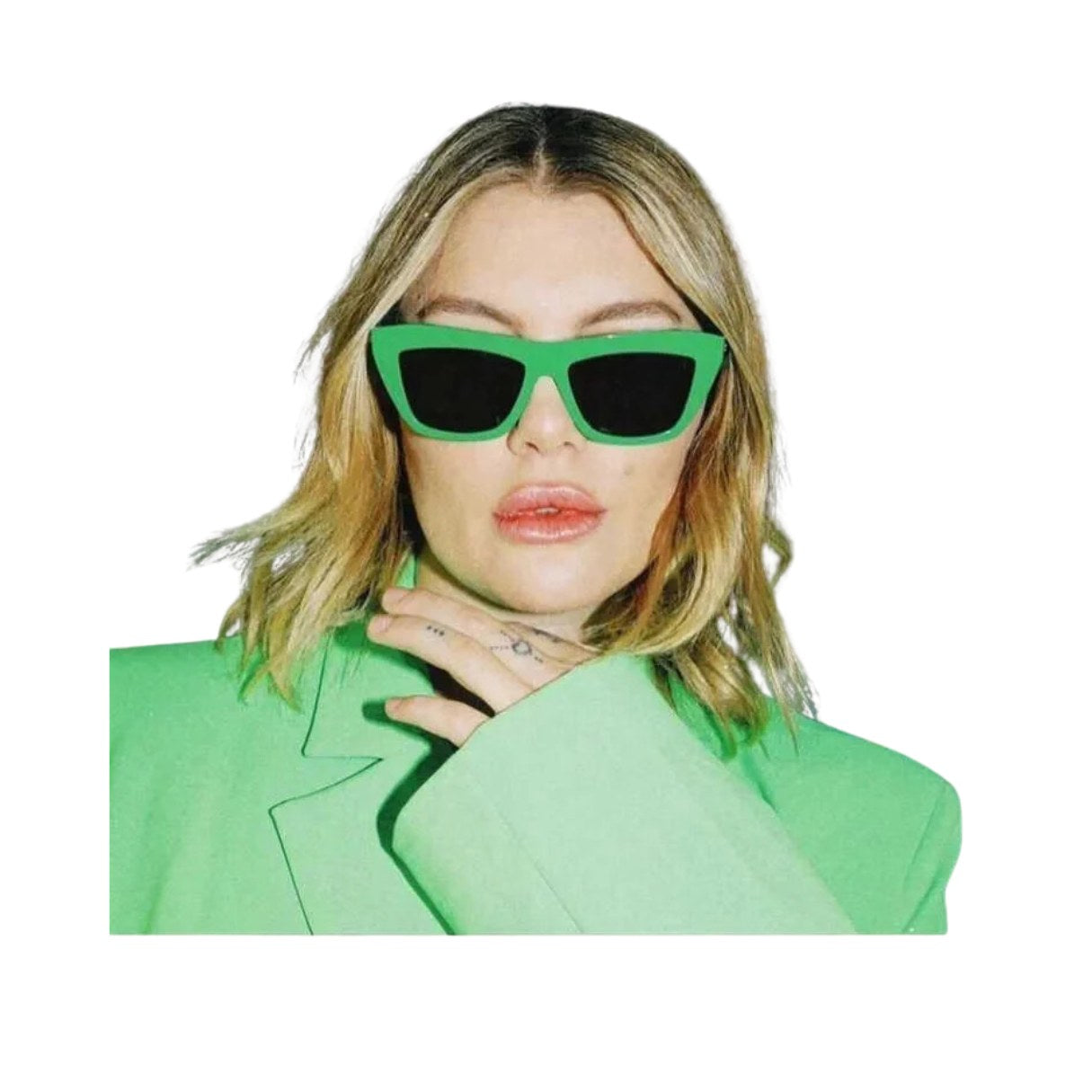 GREEN CAT-EYE SUNGLASSES
