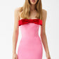 RED PINK BOW DETAIL DRESS