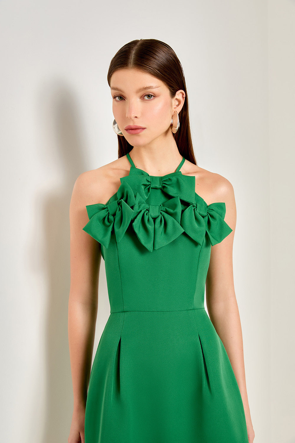 GREEN CHARM BOW DRESS