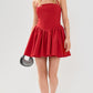 RED BASQUE WAIST MINI DRESS